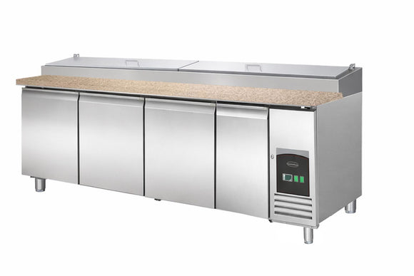 Saladeta 4 Uși cu Blat de Granit + 12 Container GN 1/3, +2/+8°C, 0.3 kW