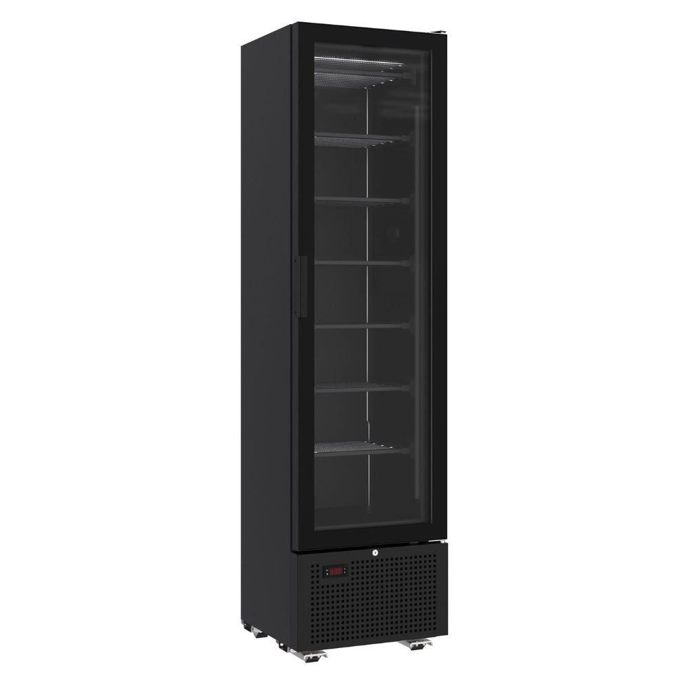 Vitrina frigorifica verticala, 221 Litri, racire statica, iluminare LED, culoare neagra