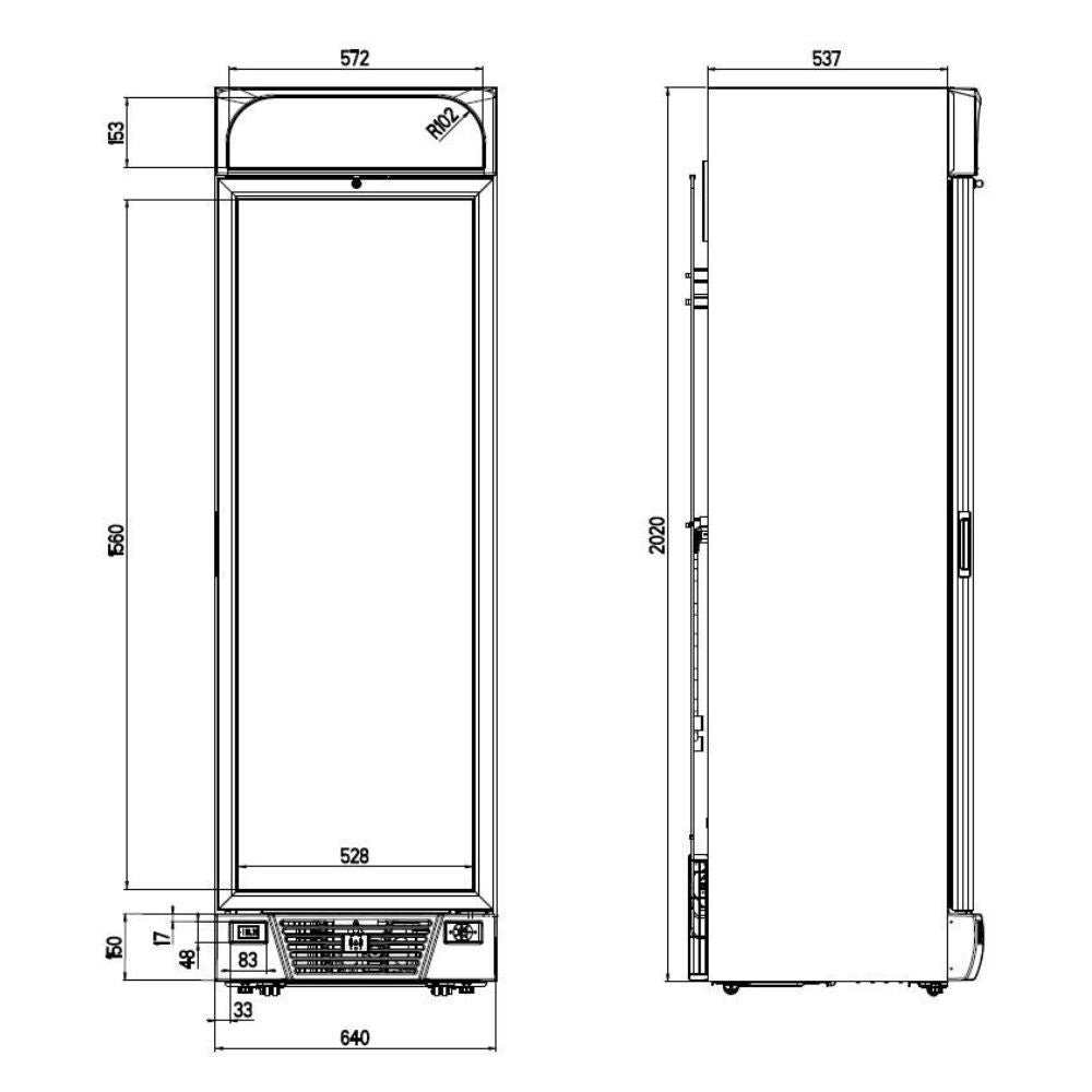 Vitrina congelare verticala, 382 Litri, racire statica, iluminare LED