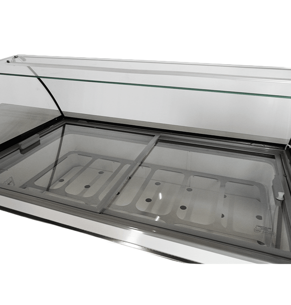 Carucior servire inghetata, expunere 9 cuve, -22/-15°C, racire statica, iluminare LED, cu spalator clesti, tejghea inox, clasa energetica A
