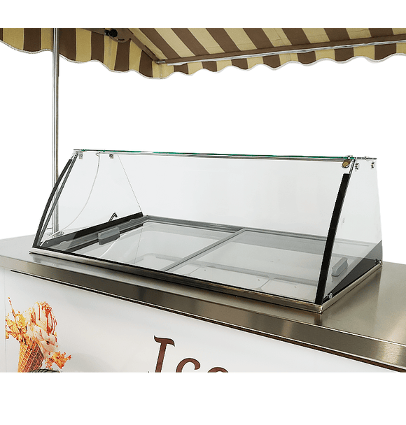 Carucior servire inghetata, expunere 9 cuve, -22/-15°C, racire statica, iluminare LED, cu spalator clesti, tejghea inox, clasa energetica A