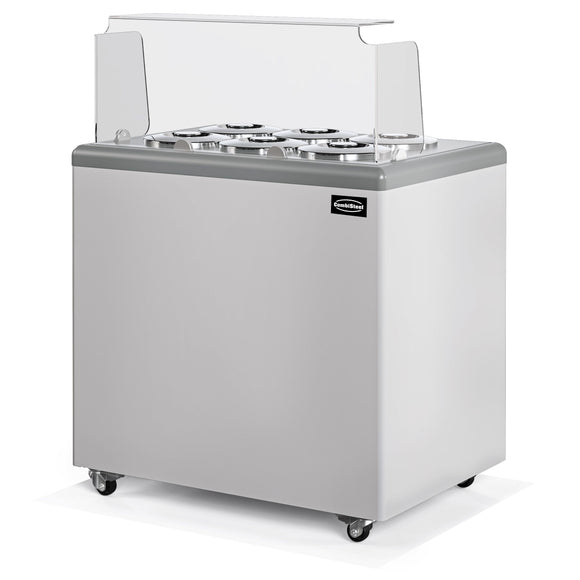 Vitrina servire inghetata, expunere 6 cuve rotunde, -20/-10°C, racire statica,, clasa energetica A