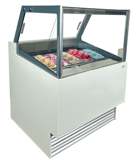 Vitrina de inghetata Komodo, expunere 6 cuve, -16/-18°C, racire ventilata, touch screen, iluminare LED, 550 W, clasa energetica C