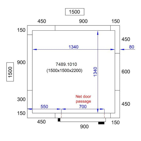 Camera frigorifica completa cu podea si usa acces, grosime pereti 80 mm., 150x150xH220 cm, 3,7 m3