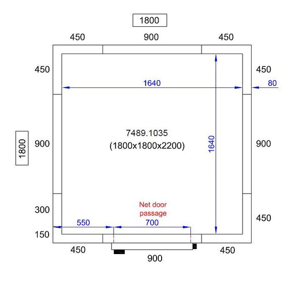 Camera frigorifica completa cu podea si usa acces, grosime pereti 80 mm., 180x180xH220 cm, 5,5 m3