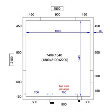 Camera frigorifica completa cu podea si usa acces, grosime pereti 80 mm., 180x210xH220 cm, 6,5 m3