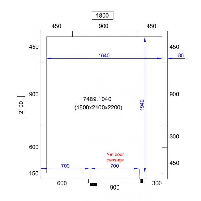 Camera frigorifica completa cu podea si usa acces, grosime pereti 80 mm., 180x210xH220 cm, 6,5 m3