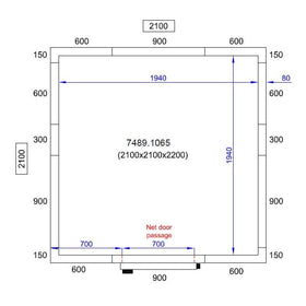 Camera frigorifica completa cu podea si usa acces, grosime pereti 80 mm., 210x210xH220 cm, 7,7 m3 - 0