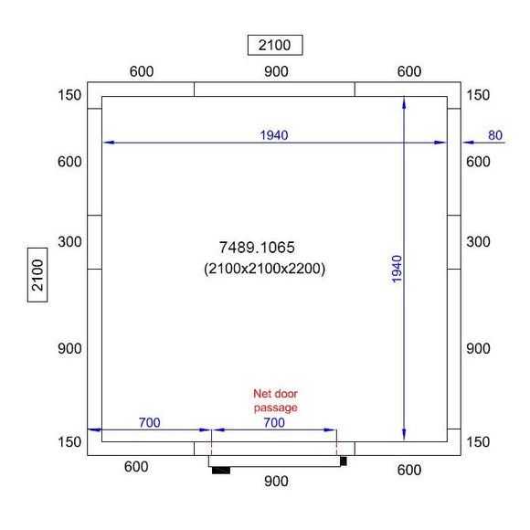 Camera frigorifica completa cu podea si usa acces, grosime pereti 80 mm., 210x210xH220 cm, 7,7 m3