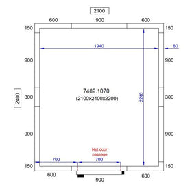 Camera frigorifica completa cu podea si usa acces, grosime pereti 80 mm., 210x240xH220 cm, 8,9 m3 - 0