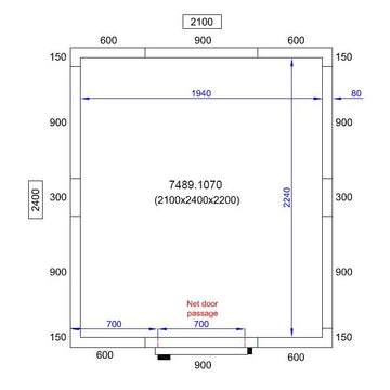 Camera frigorifica completa cu podea si usa acces, grosime pereti 80 mm., 210x240xH220 cm, 8,9 m3