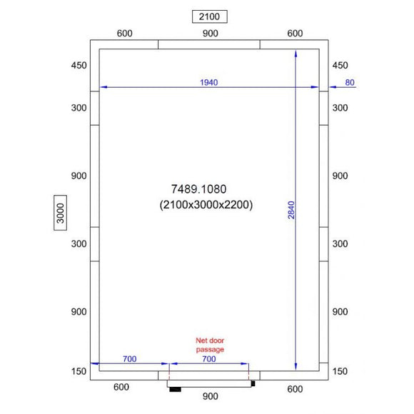 Camera frigorifica completa cu podea si usa acces, grosime pereti 80 mm., 210x300xH220 cm, 11,2 m3