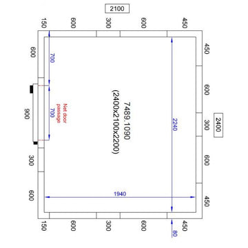 Camera frigorifica completa cu podea si usa acces, grosime pereti 80 mm., 240x210xH220 cm, 8,9 m3
