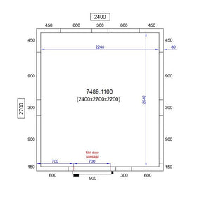Camera frigorifica completa cu podea si usa acces, grosime pereti 80 mm., 240x270xH220 cm, 11,6 m3 - 0