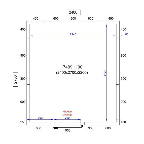 Camera frigorifica completa cu podea si usa acces, grosime pereti 80 mm., 240x270xH220 cm, 11,6 m3