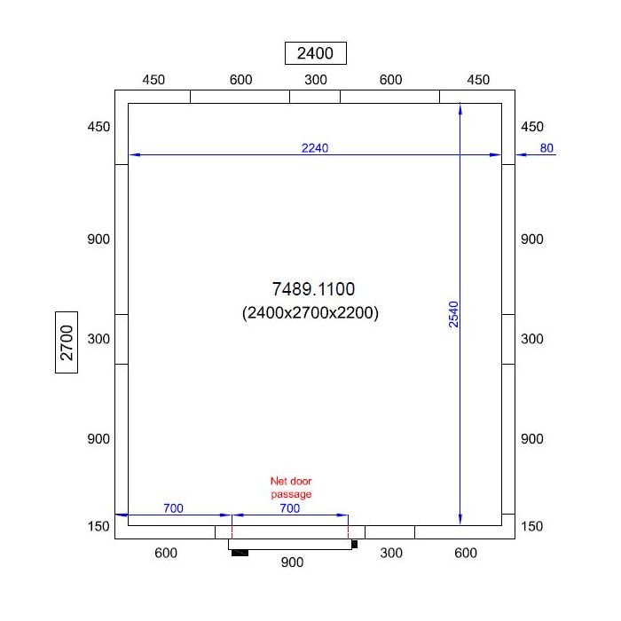 Camera frigorifica completa cu podea si usa acces, grosime pereti 80 mm., 240x270xH220 cm, 11,6 m3
