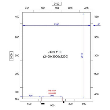 Camera frigorifica completa cu podea si usa acces, grosime pereti 80 mm., 240x300xH220 cm, 13 m3