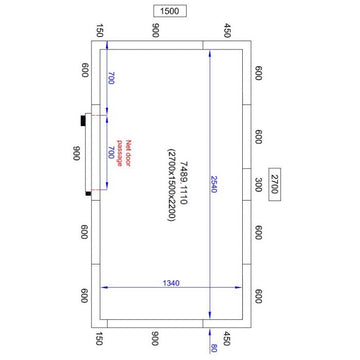 Camera frigorifica completa cu podea si usa acces, grosime pereti 80 mm., 270x150xH220 cm, 6,9 m3