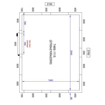 Camera frigorifica completa cu podea si usa acces, grosime pereti 80 mm., 270x210xH220 cm, 10,1 m3