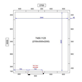 Camera frigorifica completa cu podea si usa acces, grosime pereti 80 mm., 270x300xH220 cm, 14,7 m3 - 0