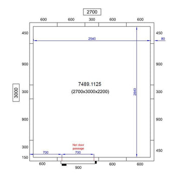 Camera frigorifica completa cu podea si usa acces, grosime pereti 80 mm., 270x300xH220 cm, 14,7 m3