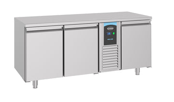 Masa refrigerata inox -2 8, 3 usi, 2 compartimente individuale, 474 Litri, racire ventilata, clasa energetica A