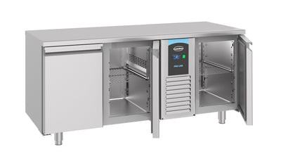 Masa refrigerata inox -2/+8, 3 usi, 2 compartimente individuale, 474 Litri, racire ventilata, clasa energetica A - 0