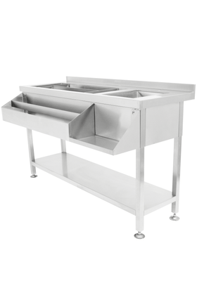 Cockatil bar station inox, cuva de gheata divizate, 1 spalator, 140 cm latime - 0