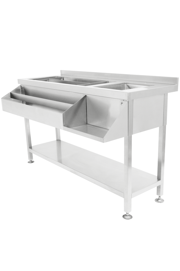 Cockatil bar station inox, cuva de gheata divizate, 1 spalator, 140 cm latime