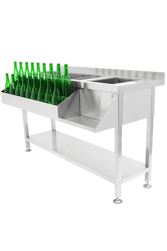 Cockatil bar station inox, cuva de gheata divizate, 1 spalator, 140 cm latime