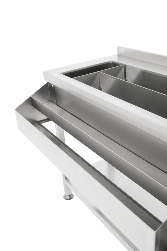 Cockatil bar station inox, cuva de gheata divizate, 1 spalator, 140 cm latime