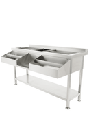 Cockatil bar station inox, 2 cuve de gheata divizate, 1 spalator, 160 cm latime-9
