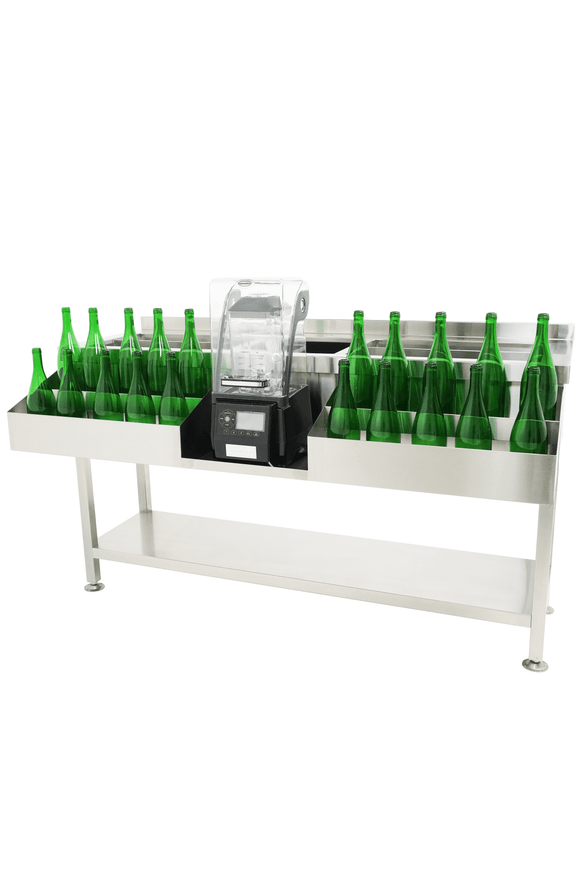 Cockatil bar station inox, 2 cuve de gheata divizate, 1 spalator, 160 cm latime