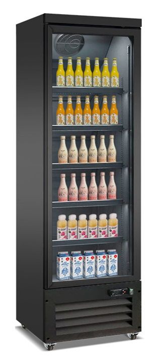 Vitrina frigorifica verticala, 450 Litri, racire ventilata, iluminare LED, culoare neagra,