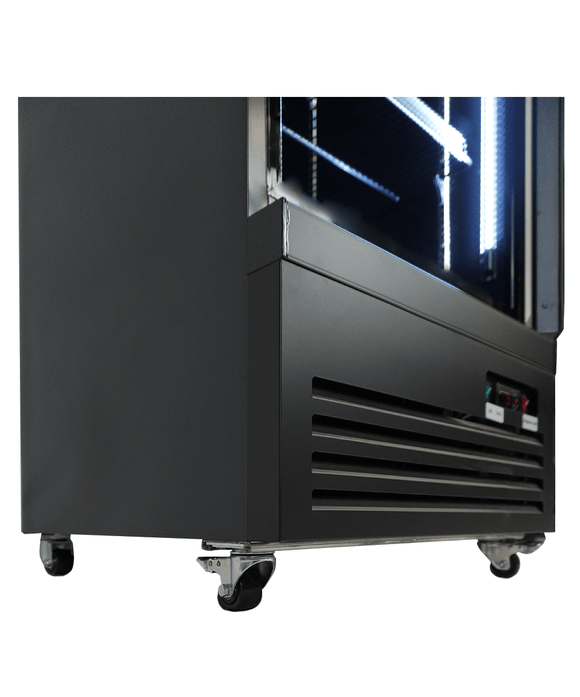 Vitrina frigorifica verticala, 450 Litri, racire ventilata, iluminare LED, culoare neagra,