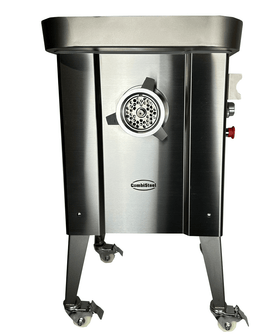 Masina de tocat carne nr 32, 500 kg/h. inox, cu functie revers, 4 site Ø: 3, 5, 9, 16 mm, alimentare 400 V cu roti - 0