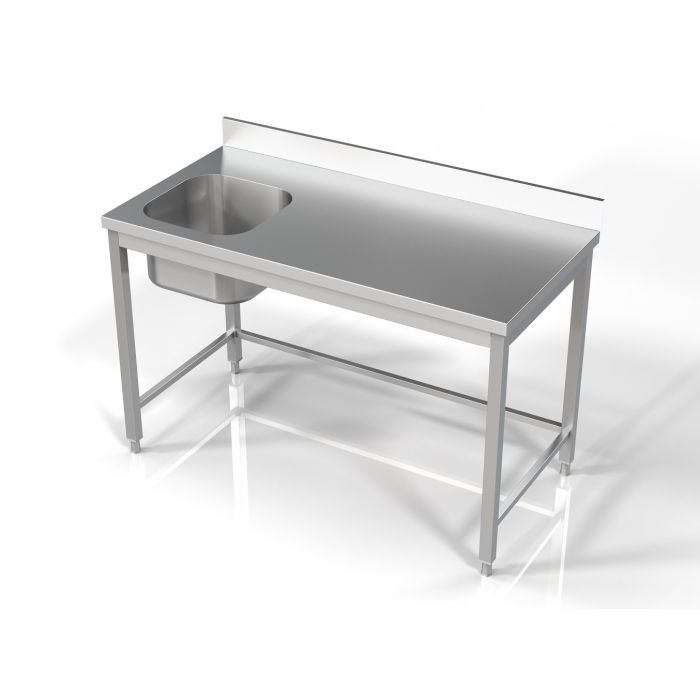 Masa inox  1400 x 700 x H850 mm. cu o cuva 400 x 400 x 250 mm incastrat in blat pe partea stanga