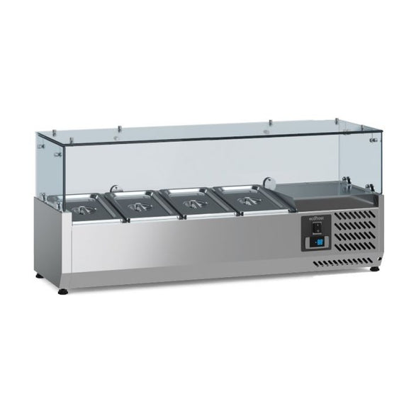 Vitrina refrigerate pentru ingrediente, cap. 4 cuve GN 1/3, +2 / +8 ºC, 120 cm