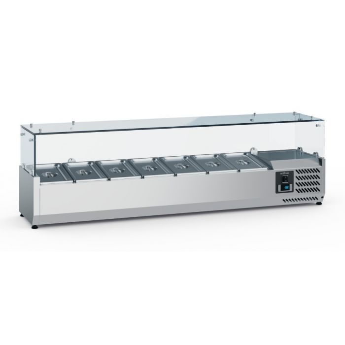 Vitrina refrigerate pentru ingrediente, cap. 7 cuve GN 1/3, +2 / +8 ºC, 160 cm