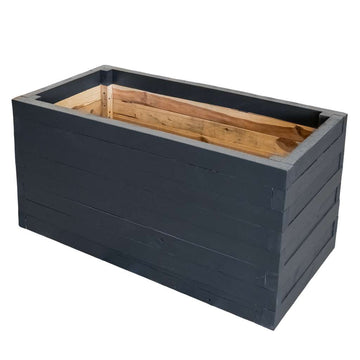 Ghiveci din lemn pentru flori 120x60xH74 cm, antracit, imagine 1