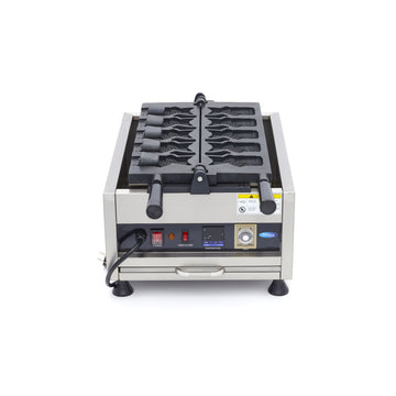 Aparat de copt vafe rotativ - 5 Taiyaki forma peste - dimensiuni vafe L12 x A7 x H3cm Cand coci vafe cu acest