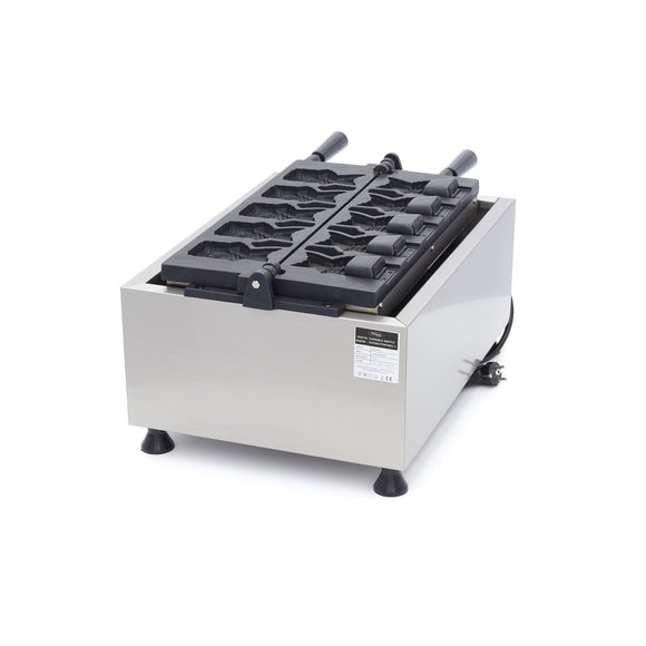 Aparat de copt vafe rotativ - 5 Taiyaki forma peste - dimensiuni vafe L12 x A7 x H3cm Cand coci vafe cu acest