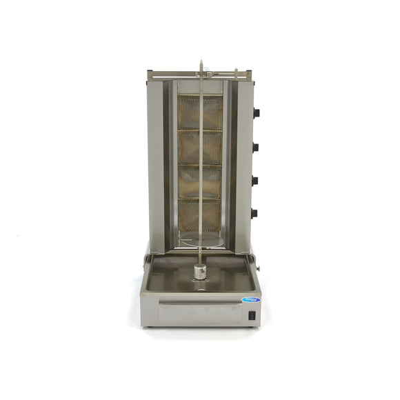 Aparat pentru shaorma si kebab, 4 arzatoare, lungime ax 73 cm - 70kg carne, gaz