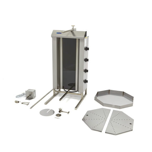 Aparat pentru shaorma si kebab, 4 arzatoare, lungime ax 77 cm - 50kg carne, electric