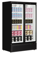 Atom Maxi F2DB-Negru RAL9005, 702 l, -18 to -22, 2 usi din sticla cu balama, Ventilat, LED, 1205 W, D