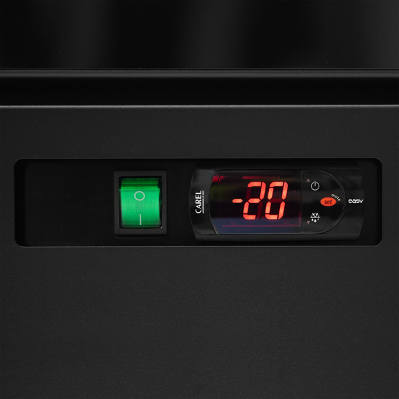 Atom Maxi F2DB-Negru RAL9005, 702 l, -18 to -22, 2 usi din sticla cu balama, Ventilat, LED, 1205 W, D