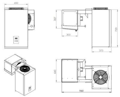Agregat monobloc refrigerare pentru camera frigorifica, 6,6–9m³,  -2/ +8 °C - 0
