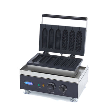 Aparat de copt vafe, 6 vafe pe bat 135x40x40mm, 2 modele Un corn dog artizanal este