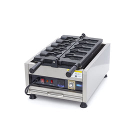 Aparat de copt vafe rotativ - 5 Taiyaki forma peste - dimensiuni vafe L12 x A7 x H3cm Cand coci vafe cu acest