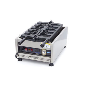 Aparat de copt vafe rotativ - 5 Taiyaki forma peste - dimensiuni vafe L12 x A7 x H3cm Cand coci vafe cu acest